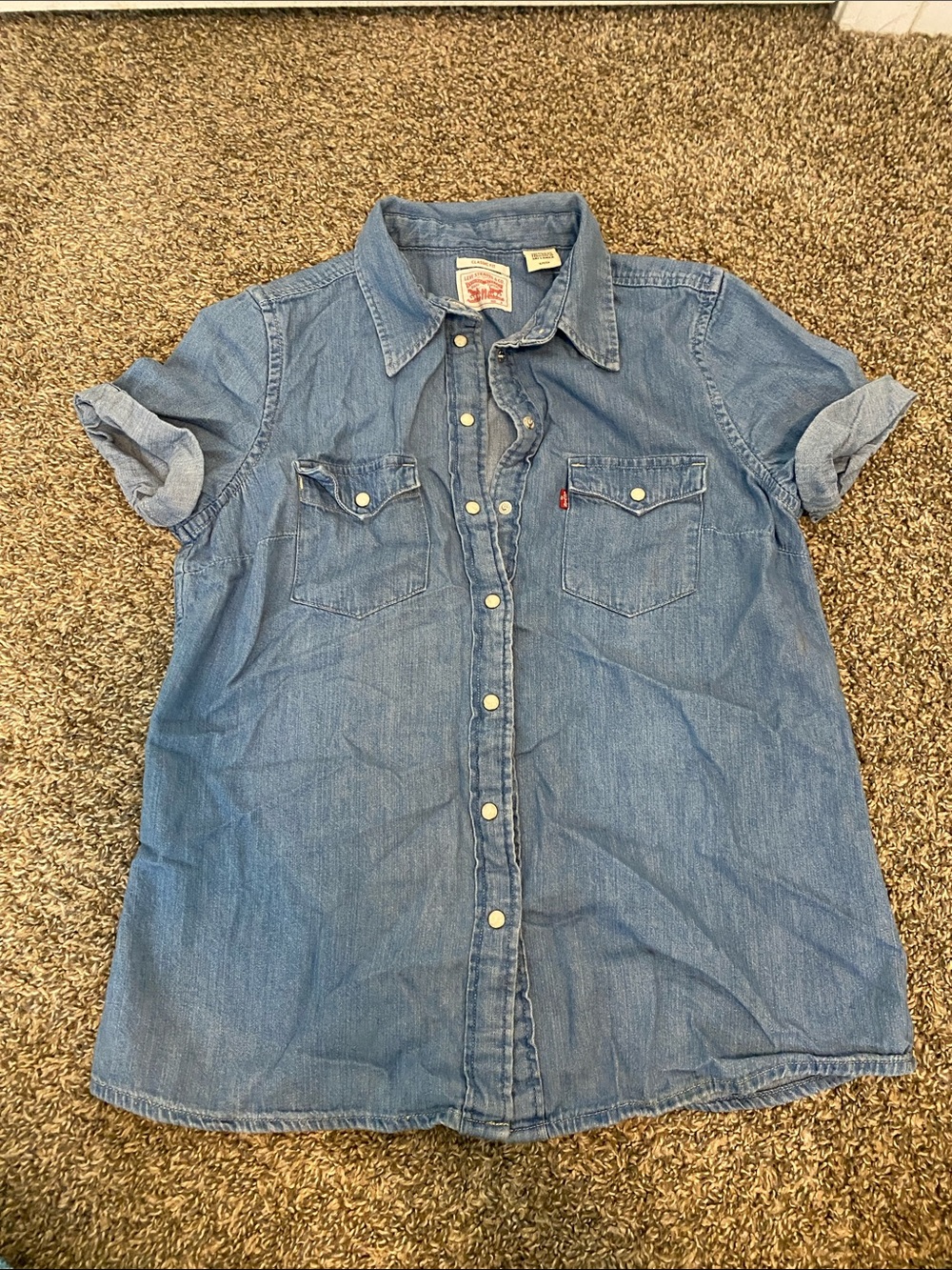 Levi’s Classic Fit Denim Shirt Short Sleeve Blue Size S